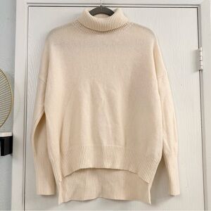 Sophie Rue Wool Cashmere Pullover Cream Ribbed Turtleneck Sweater Size Medium